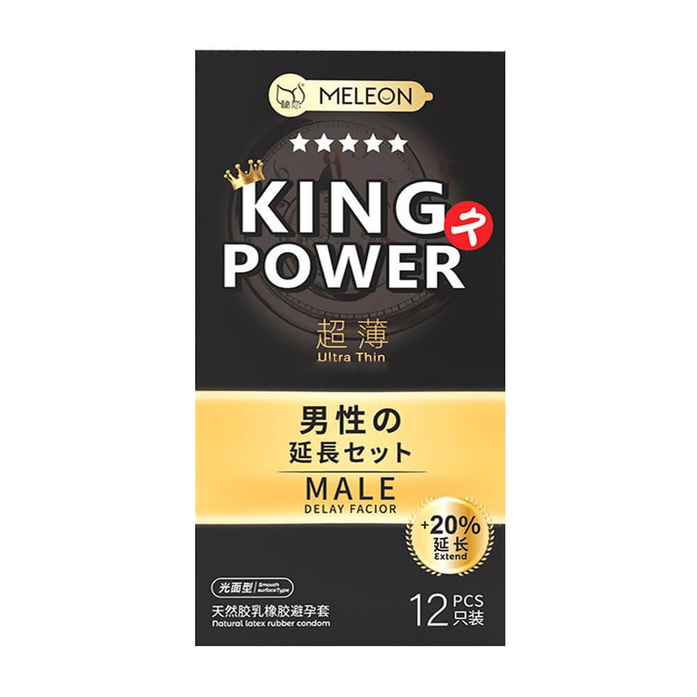 Bao cao su Meleon King Power Ultra Thin - Kéo dài thời gian thêm 20%, siêu mỏng - Hộp 12 cái