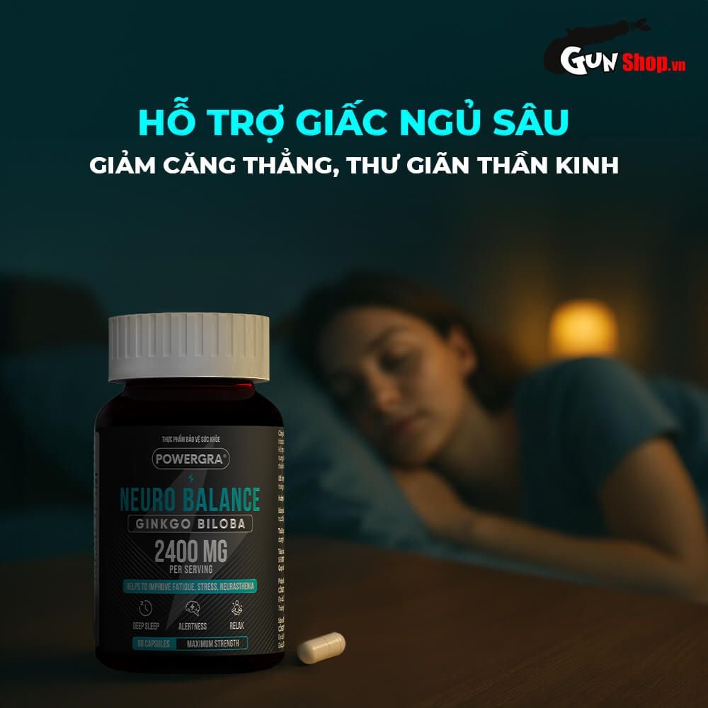 Viên uống bổ não, tăng cường trí nhớ Powergra Neuro Balance - Hộp 60 viên