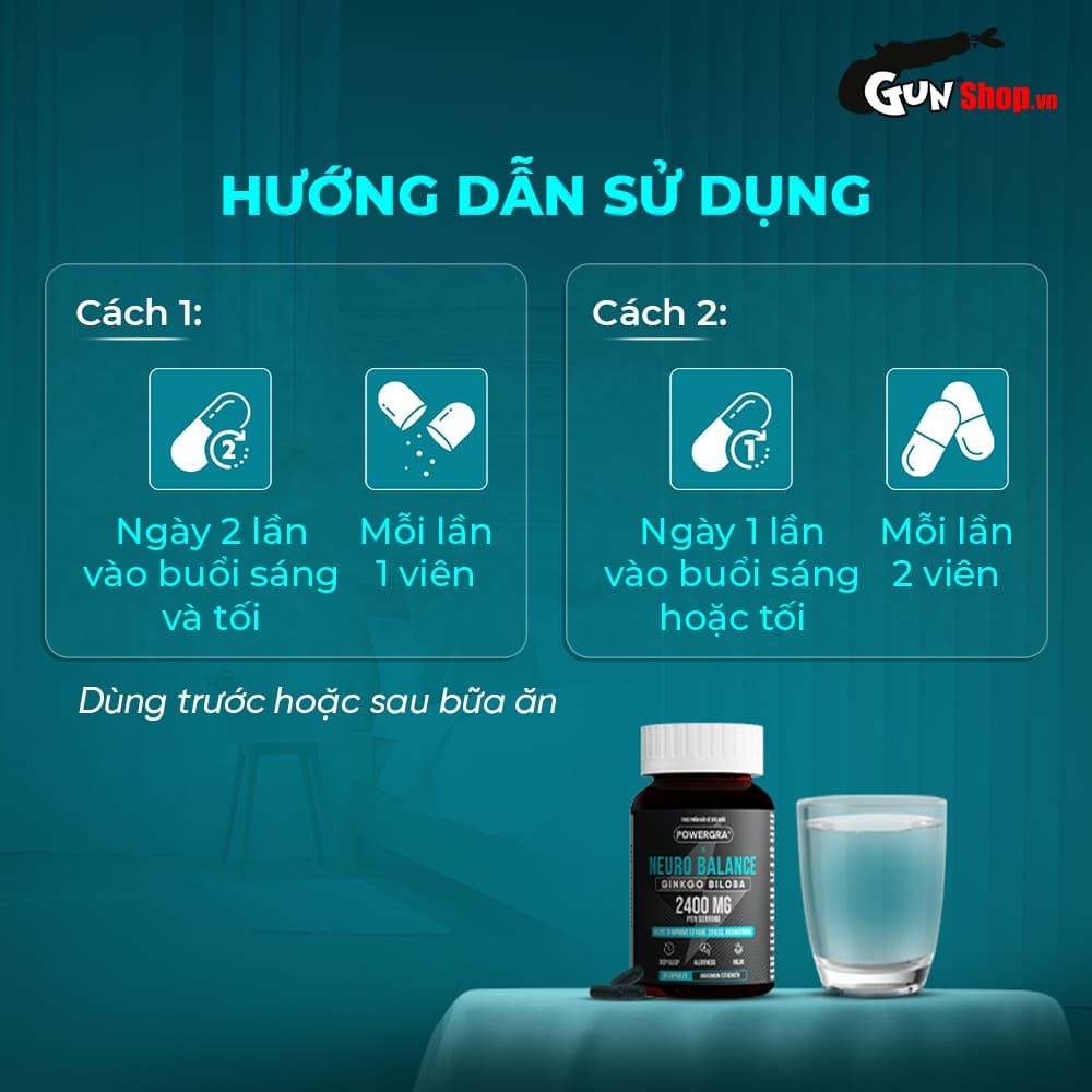 Viên uống bổ não, tăng cường trí nhớ Powergra Neuro Balance - Hộp 60 viên