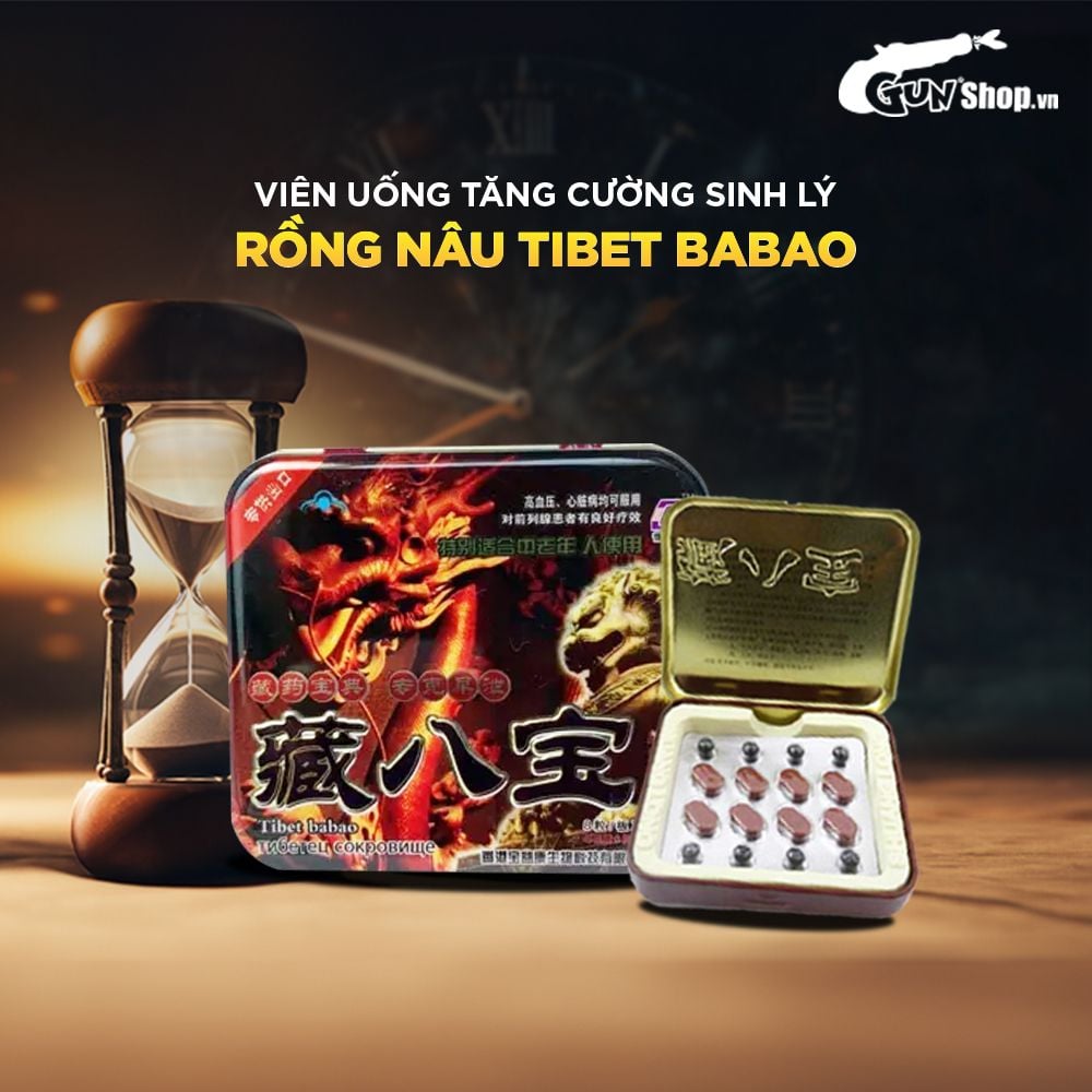 Viên uống hỗ trợ cương dương, tăng cường sinh lý Rồng nâu Tibet Babao - Hộp 8 cặp