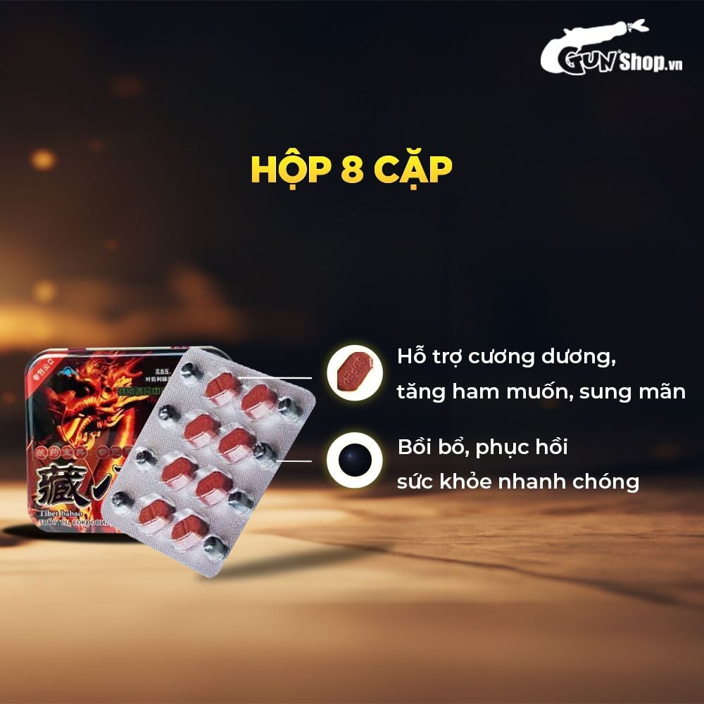 Viên uống hỗ trợ cương dương, tăng cường sinh lý Rồng nâu Tibet Babao - Hộp 8 cặp