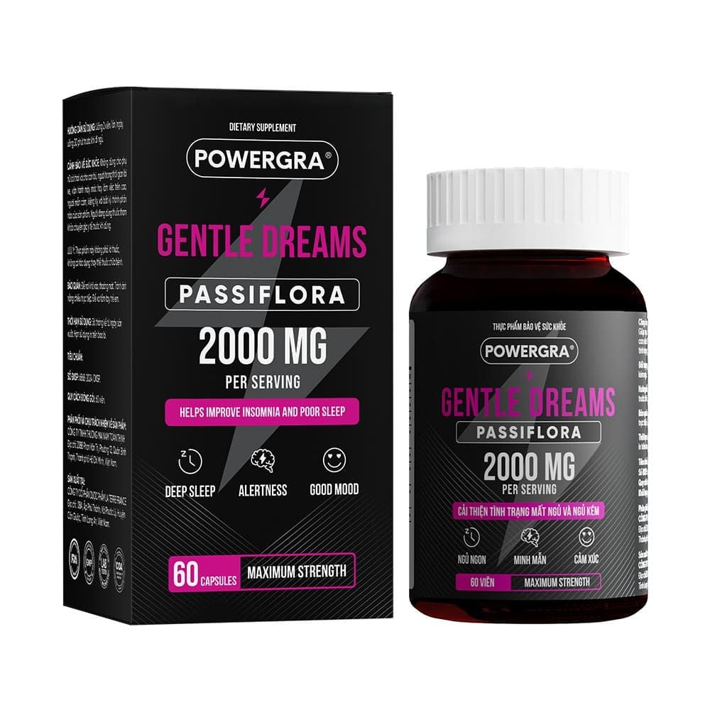 Viên uống cải thiện tình trạng mất ngủ Powegra Gentle Dreams - Hộp 60 viên