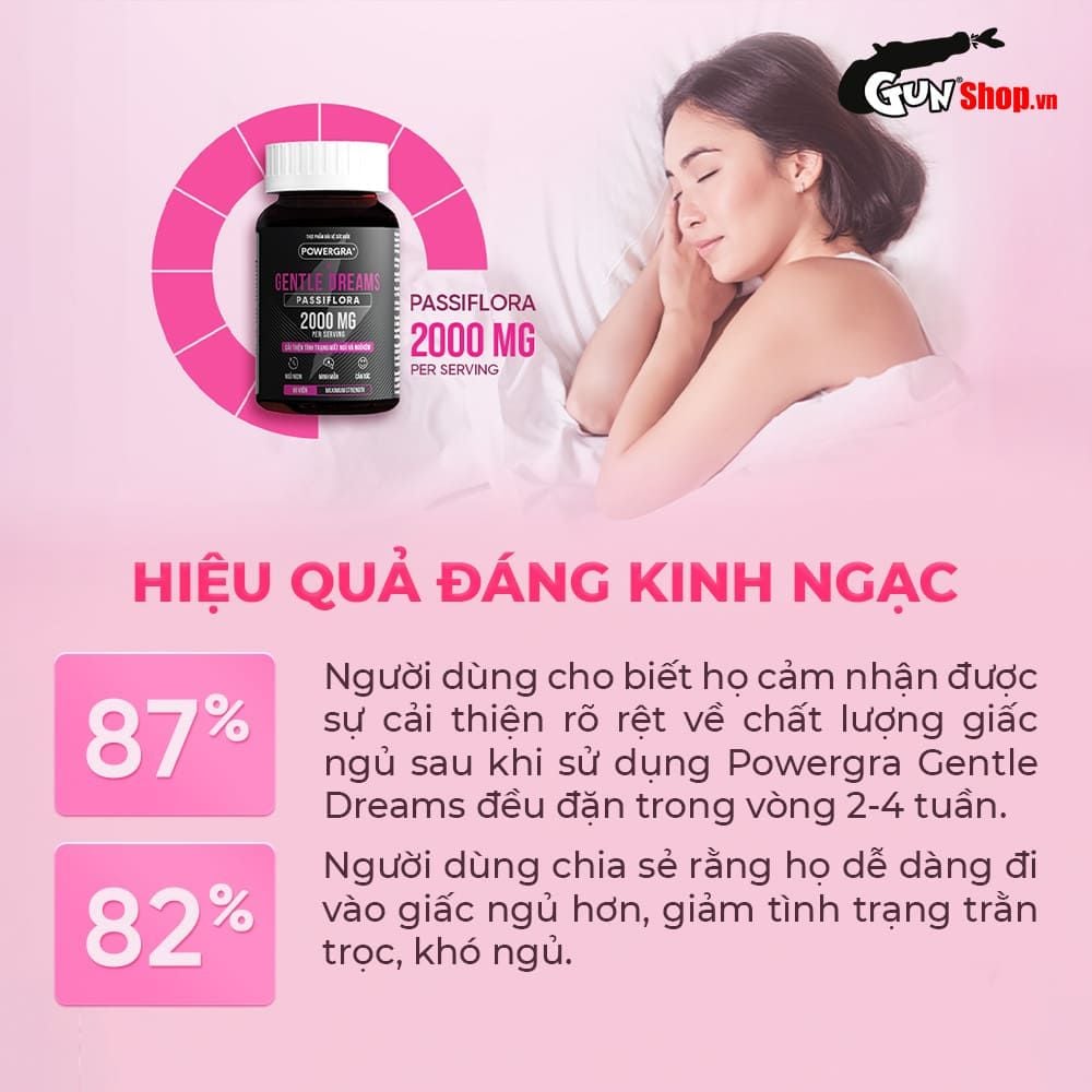 Viên uống cải thiện tình trạng mất ngủ Powegra Gentle Dreams - Hộp 60 viên