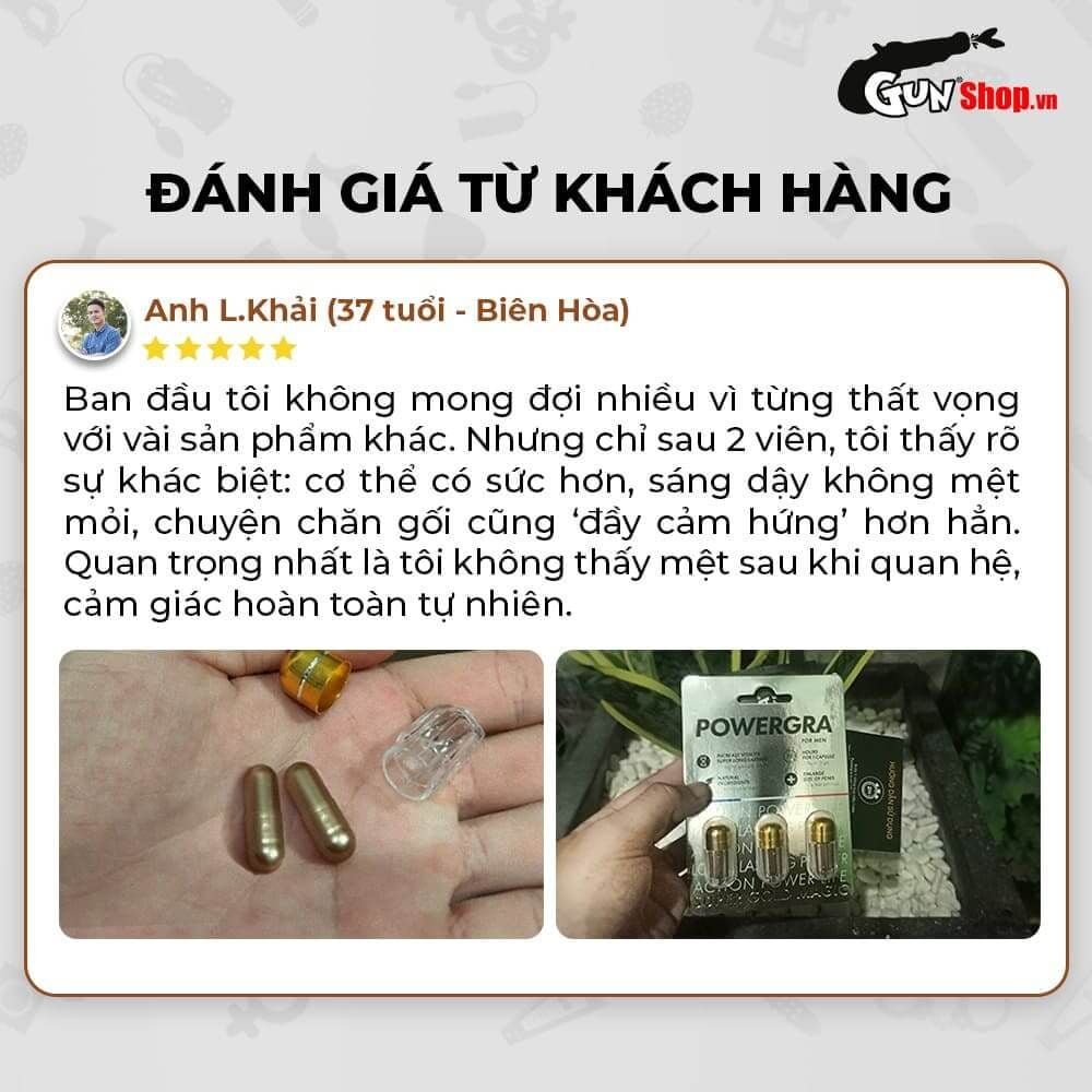 Viên uống tăng kích thước, kéo dài thời gian Powergra For Men (Super Gold Magic) - Vỉ 3 viên