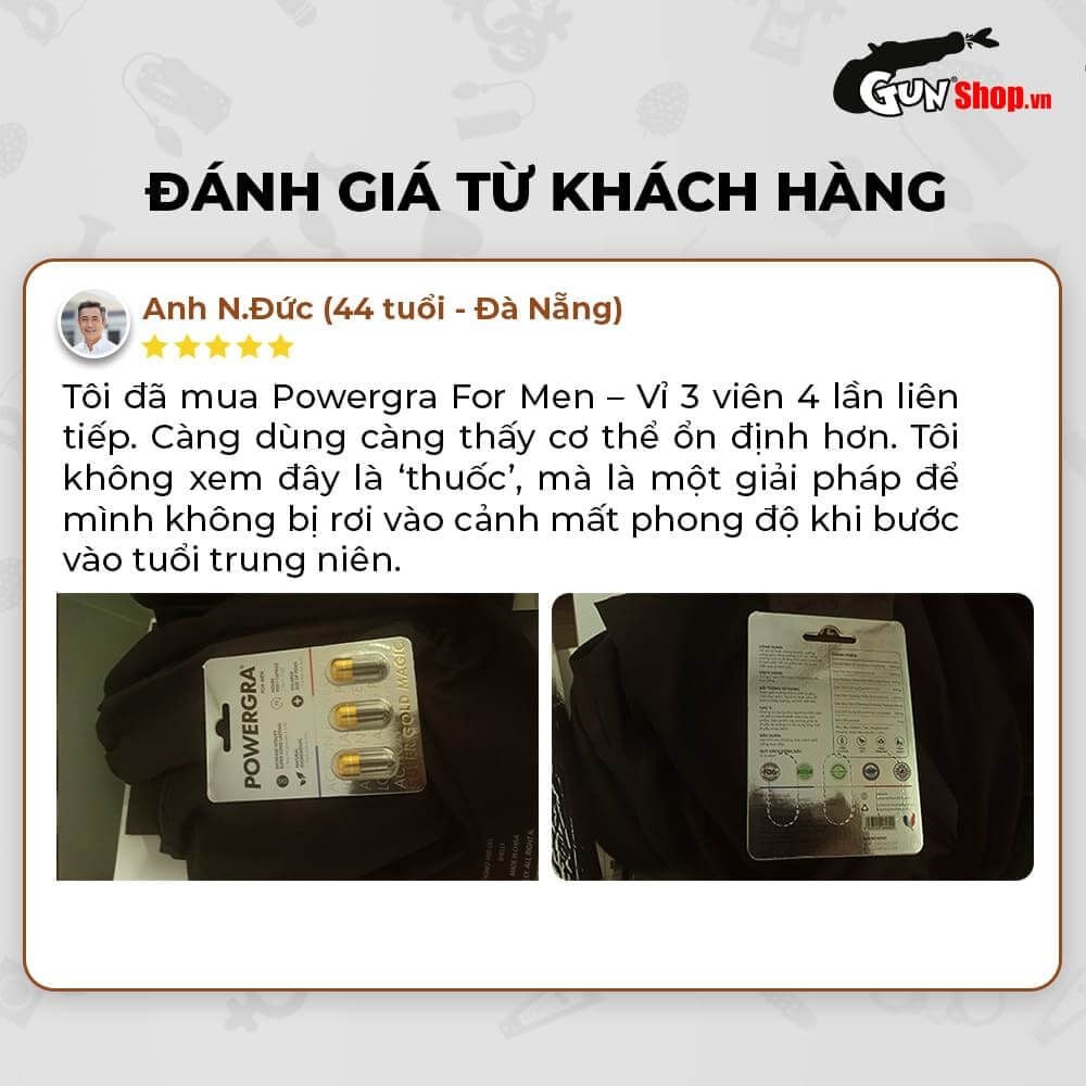 Viên uống tăng kích thước, kéo dài thời gian Powergra For Men (Super Gold Magic) - Vỉ 3 viên