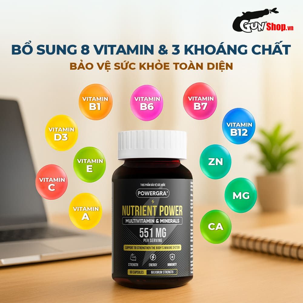 Viên uống bổ sung vitamin tổng hợp và khoáng chất Powergra Nutrient Power - Hộp 60 viên