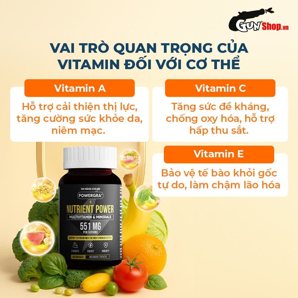 Viên uống bổ sung vitamin tổng hợp và khoáng chất Powergra Nutrient Power - Hộp 60 viên