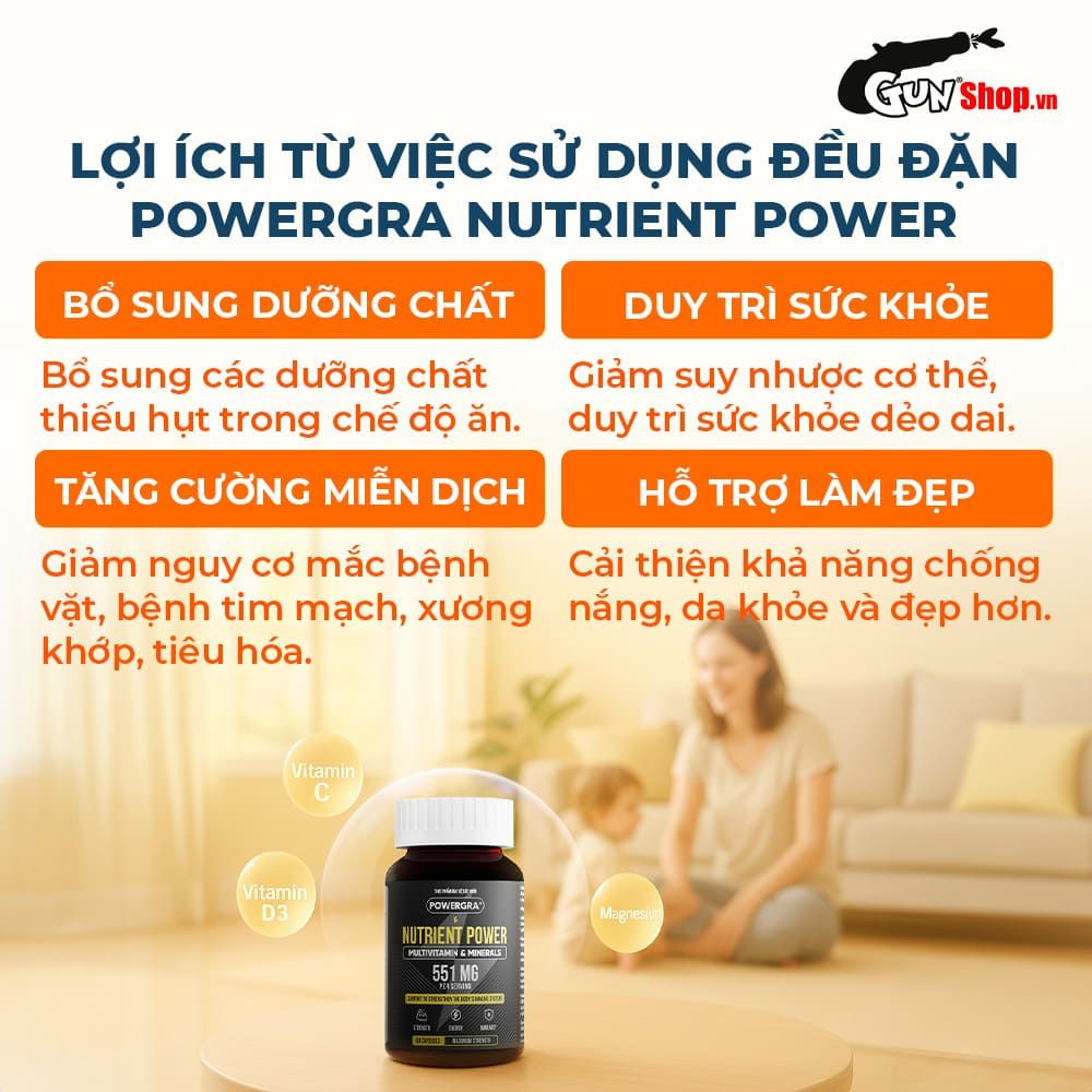 Viên uống bổ sung vitamin tổng hợp và khoáng chất Powergra Nutrient Power - Hộp 60 viên