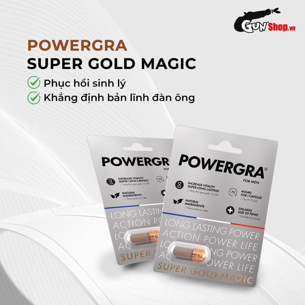 Viên uống tăng kích thước, kéo dài thời gian Powergra For Men (Super Gold Magic) - Vỉ 1 viên