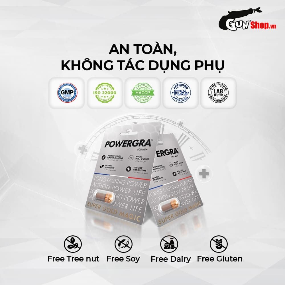Viên uống tăng kích thước, kéo dài thời gian Powergra For Men (Super Gold Magic) - Vỉ 1 viên