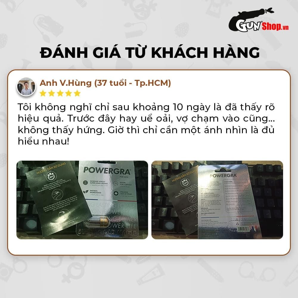 Viên uống tăng kích thước, kéo dài thời gian Powergra For Men (Super Gold Magic) - Vỉ 1 viên