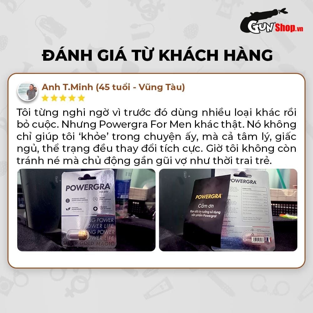 Viên uống tăng kích thước, kéo dài thời gian Powergra For Men (Super Gold Magic) - Vỉ 1 viên