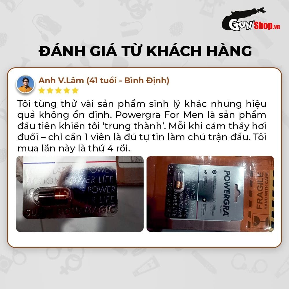 Viên uống tăng kích thước, kéo dài thời gian Powergra For Men (Super Gold Magic) - Vỉ 1 viên