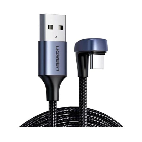 Cáp chuyển USB2.0-A ra Type-C góc cạnh Vỏ nhôm với bện 2m (Đen) UGREEN 70315