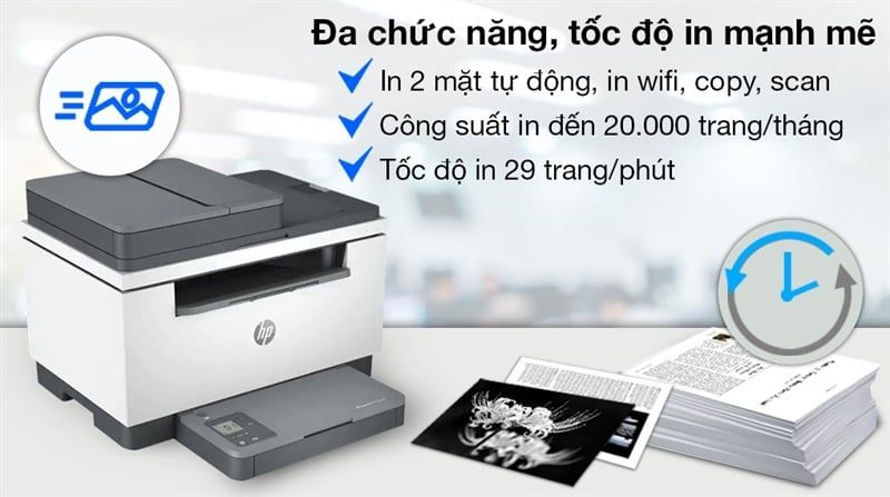 Máy in Laser trắng đen HP LaserJet MFP M236sdw (9YG09A)-01Y