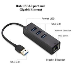 Hub USB 3.0 -> 3 USB 3.0 + Lan 1000 C562 SSK