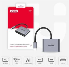 Cáp chuyển Type C --> HDMI + VGA Unitek V124A