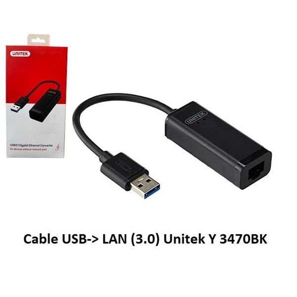 Cáp chuyển USB ra Lan Unitek 3.1 Lan 1G Y3470BK