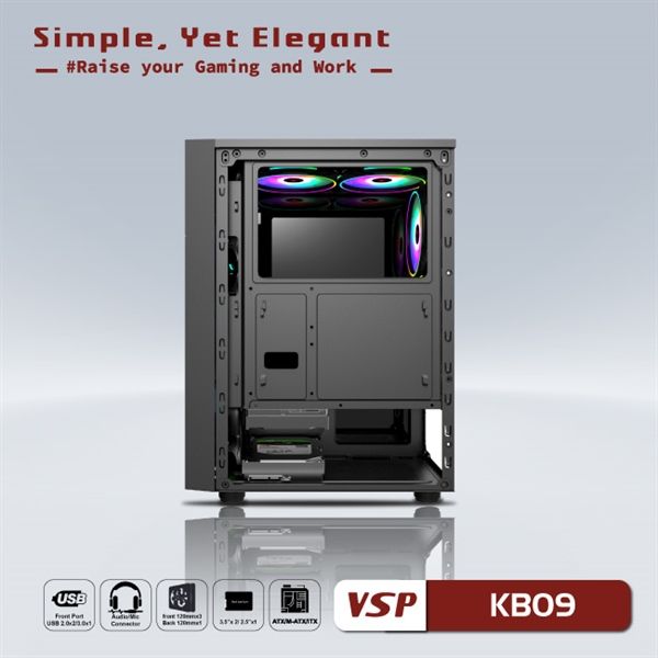 Case VSP Esport Gaming KB09 Black Không Fan