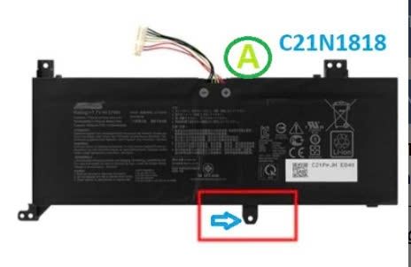 PIN ASUS X412 C21N1818 (PÁT 2 TRÊN - 2 DƯỚI) TYPE A (ZIN) - 2 CELL