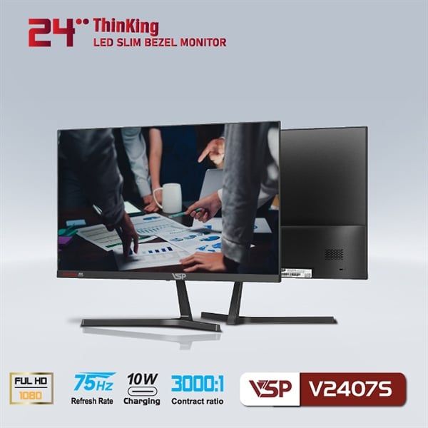 Màn hình VSP 24 inch V2407S tràn viền (VGA x1/HDMI x1)