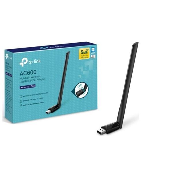 USB Thu Wifi TP-Link Archer T2U Plus AC600 (Wi-Fi Băng Tần Kép: Băng tần 2.4 GHz và 5 GHz)