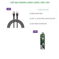 Cáp sạc nhanh Lanex TypeC - IP Lightning 1M LS19CL (dây dù + hộp sắt)
