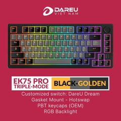 Bàn phím cơ không dây Dareu EK75 Pro RGB - Switch Dream (Black - Golden)