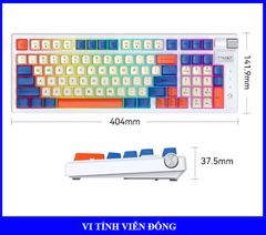 Bàn phím cơ không dây T-Wolf T70 - Màu trắng (97 phím, Red Switch, RGB Led, Rotate Button, Pin sạc, kết nối USB Type-C/ Bluetooth 5.0/ 2.4GHz Wireless)