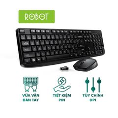 Combo Phím Chuột ko dây Robot KM3100 Black