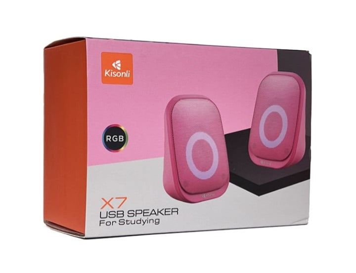 Bộ 2 loa vi tính X7 2.0 Kisonli - Màu hồng (Công suất: 3W x 2)