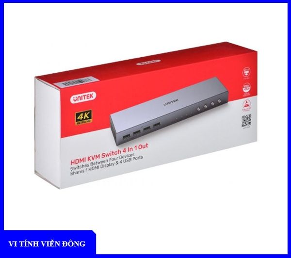 Bộ switch KVM HDMI 4 vào 1 ra + 4 USB 4K V306A Unitek