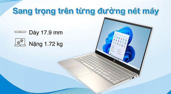 Máy tính xách tay (NB) HP Pavilion 15-eg2056TU i5-1240P/8GD4/512GSSD/15.6FHD/Wlax/BT5/3C41WHr/ALUp/W11SL/VÀNG(6K786PA)