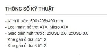 Case Sahara D6 - (Ko Fan) (Kích thước: 500x205x490 mm)