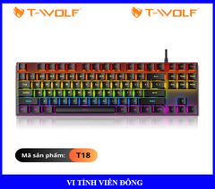 Bàn phím cơ T-Wolf T18 - Màu đen (87 phím, Blue Switch, Led, USB)