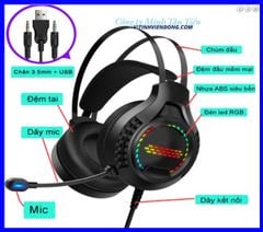 Tai nghe Deiog E8150 (Jack 3.5mm + USB đèn) chính hãng