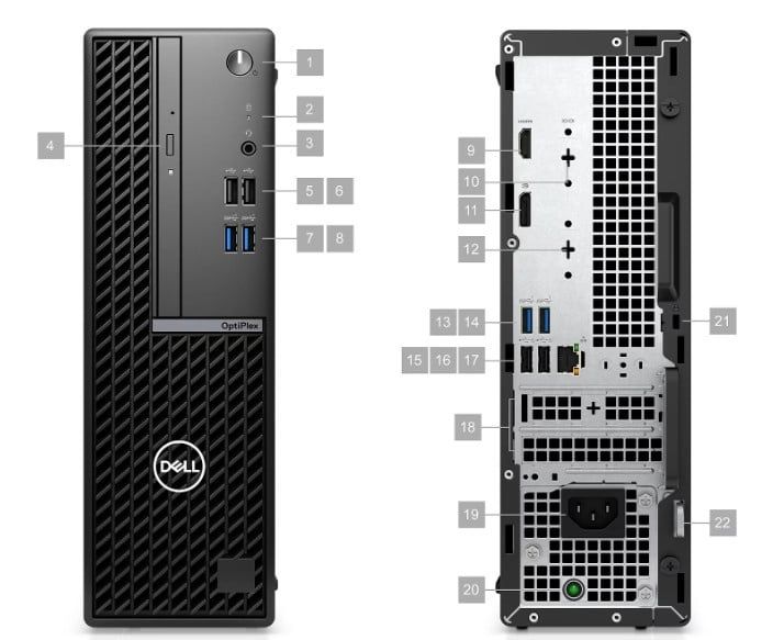 Máy tính để bàn Dell OptiPlex Small Form Factor 7010 Intel Core i5-13500 (6+8 Cores/24MB/20T/2.5GHz to 4.8GHz/65W), 8GB 3200MHz DDR4, 256GB SSD, Intel UHD Graphics 770 , No DVD_RW, Ubuntu, BH 3 năm (1Bộ=Máy, Chuột, Bàn phím,cáp)_7010SFF8G2563y