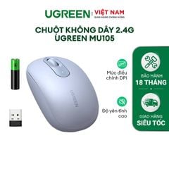 Chuột không dây UGreen Silent MU105 (90669) - Màu Xám