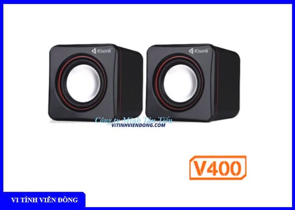 Loa vi tính 2.0 Kisonli V400 (USB nguồn; Công suất: 1.5W x 2 loa)
