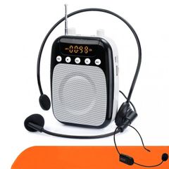 Máy trợ giảng 10W + BT / USB / TF / AUX / FM + Micro choàng tai 3.5mm + Cáp USB -> Type C + dây đeo Black + White SD - S358 Shidu