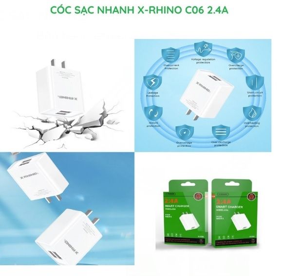 Cóc sạc nhanh C06 - 2 USB X-Rhino