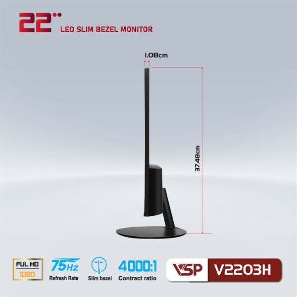 Màn hình LCD 22” VSP V2203H Chính hãng (VA - VGA, HDMI, 1920x1080, 75Hz, Kèm cáp HDMI)