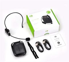 Máy trợ giảng 10W + BT / USB / TF + Micro choàng tai KD UHF + Cáp USB -> 2 Type C + dây đeo Black SD - S611 Shidu