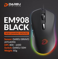 Chuột Gaming DAREU EM908 BLACK (LED RGB)