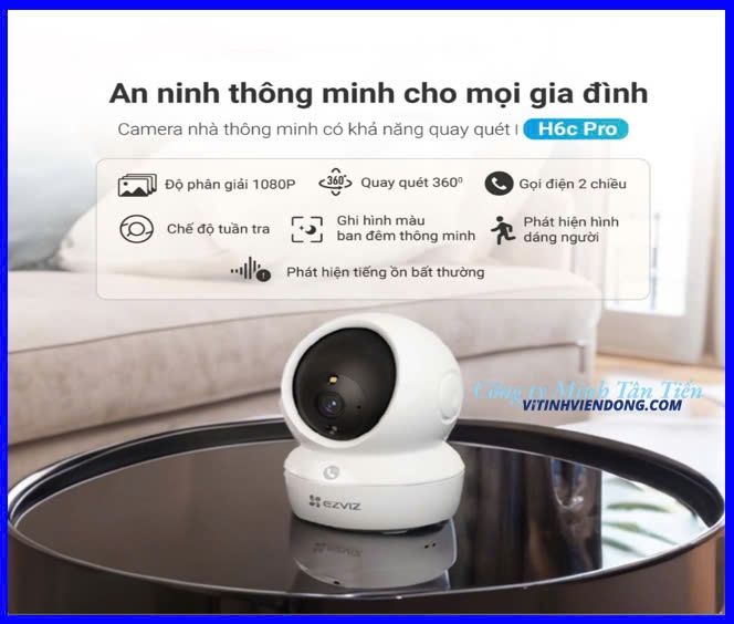 Camera Ezviz Xoay 360 CS - H6C Pro 3K (5.0MP) (Đàm thoại 2 chiều, có màu ban đêm)