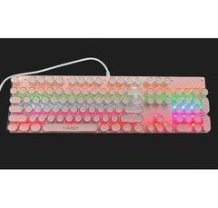 Bàn phím T-WOLF T75 Phím cơ Punk mạ bạc Led USB - Màu hồng ( 104 phím tròn ,Blue Swich )