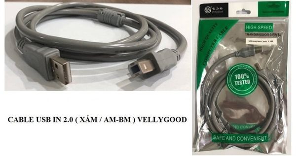 Cáp USB 2.0 -> hình thang 1.5m Gray Vellygood