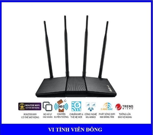 Bộ phát Wifi 6 Asus AX1800 Dual Band (802.11ax) hỗ trợ công nghệ MU-MIMO và OFDMA