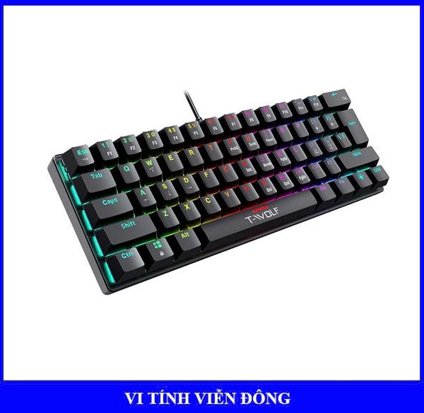 Bàn phím cơ mini T-Wolf T61 - Màu đen (61 phím, Blue Switch, Led, USB)