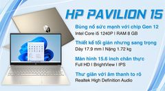 Máy tính xách tay (NB) HP Pavilion 15-eg2056TU i5-1240P/8GD4/512GSSD/15.6FHD/Wlax/BT5/3C41WHr/ALUp/W11SL/VÀNG(6K786PA)
